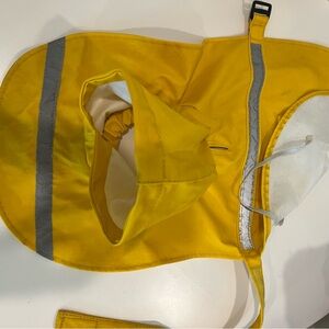 Dog Yellow adjustable Rain Coat with Hood and Reflective Stripes